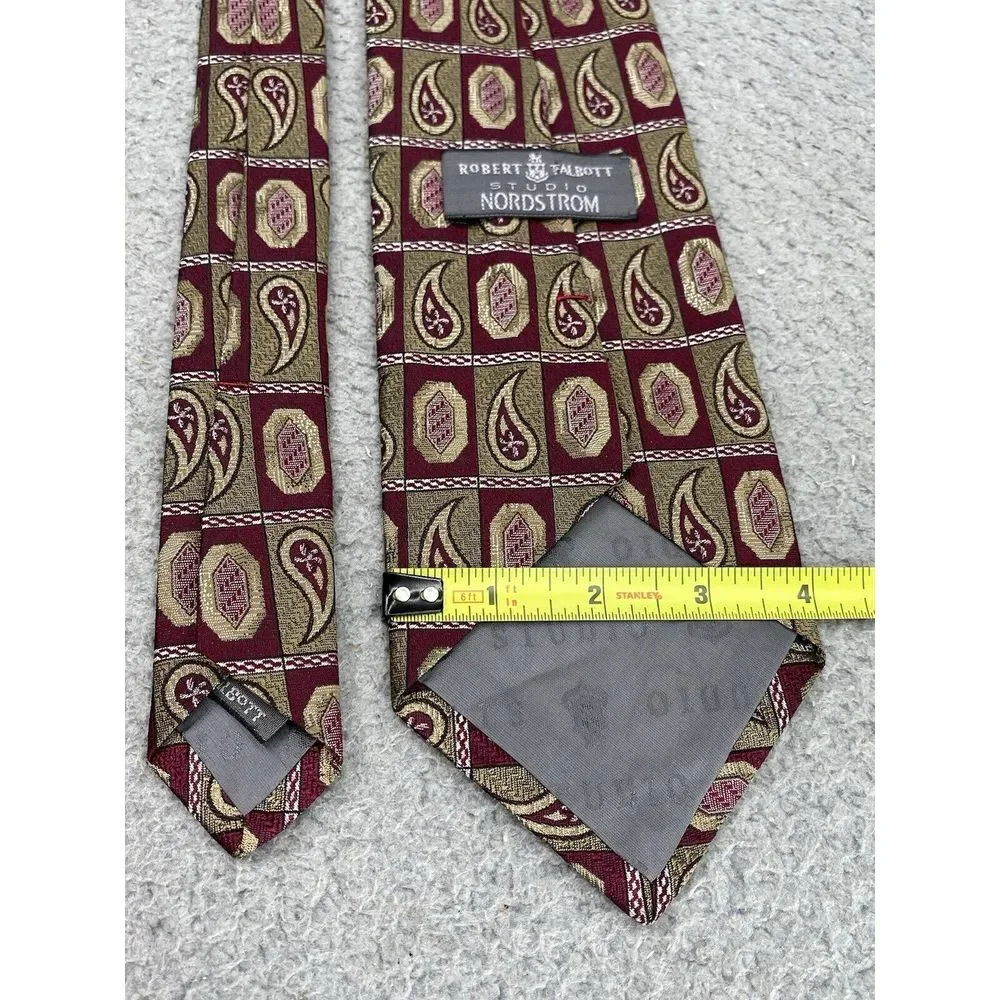 Robert Talbott Studio Men Silk Necktie Red Gold Paisley Corpcore Career Academia